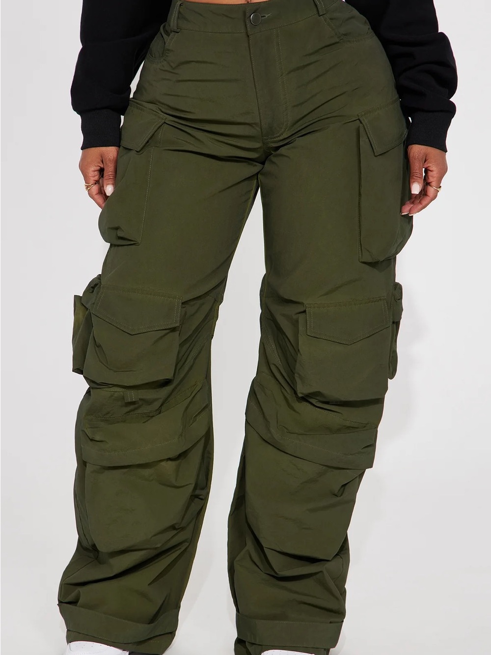 Fashion Nova 'Talk it Up' Olive Green Wide Leg Cargo Pants